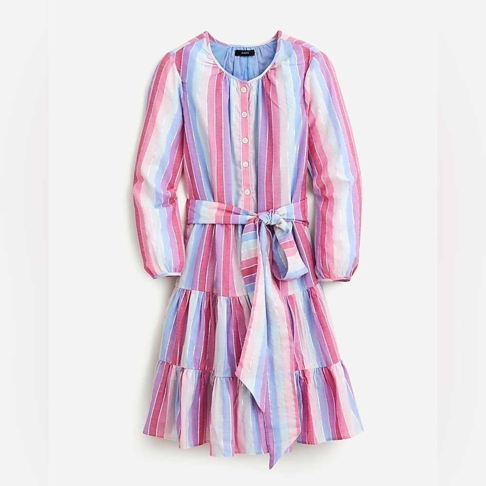 Excellent condition J crew belted pastel button up long sleeve dress size xs